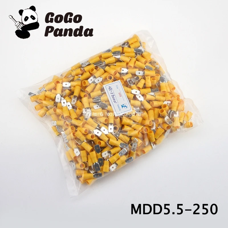 

Free Shipping 500Pcs/lot MDD5.5-(187 250) Brass Male Quick Disconnects Pre-insulated Terminal Cold Pressed Copper Nose