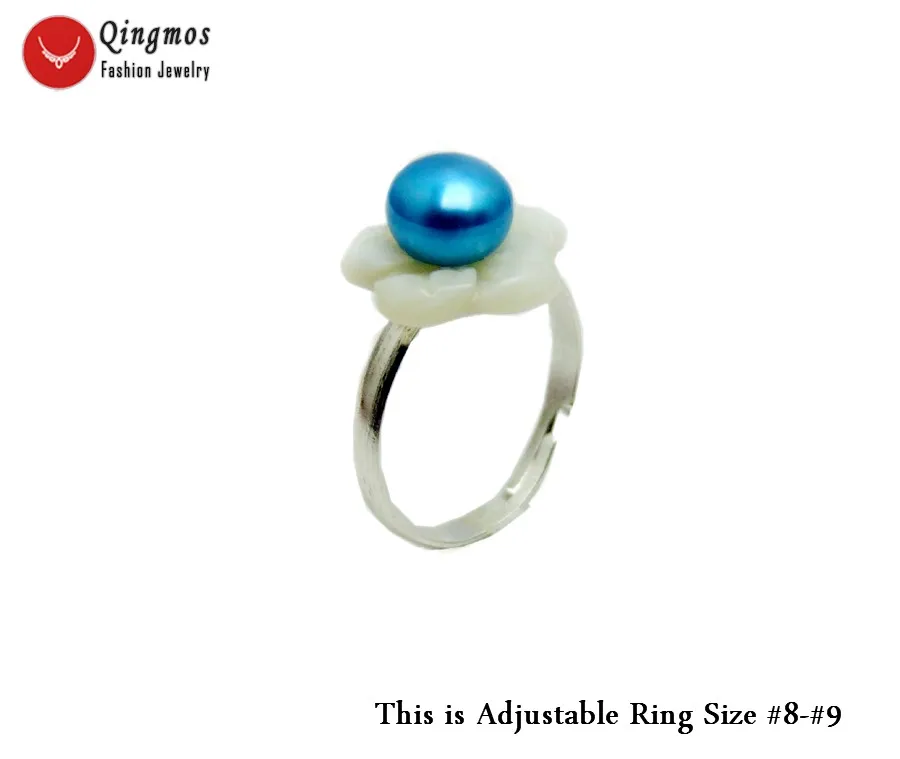 Qingmos Natural Light Blue Pearl Ring for Women With White Shell Flower & 7-8mm Flat Pearl Opening Adjustable Ring Jewelry rin36
Qingmos Natural Light Blue Pearl Ring for Women With White Shell Flower & 7-8mm Flat Pearl Opening Adjustable Ring Jewelry rin36