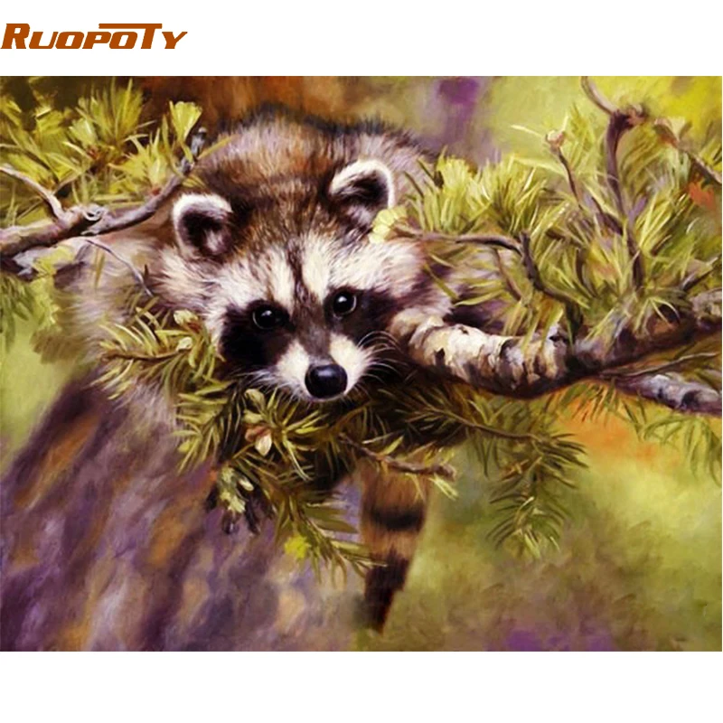 RUOPOTY рамка животные DIY масляной Набор для рисования по номерам Акриловая Краска