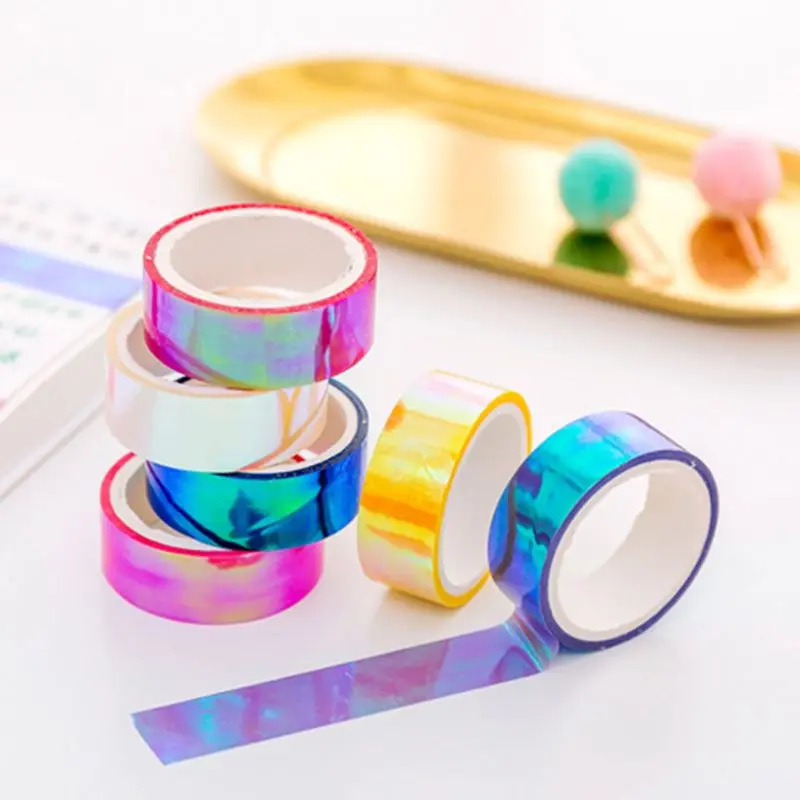 6pcs Glitter Rainbow Laser Washi Tape Decorative Adhesive Masking Tapes DIY School Supplies Stationery
6pcs Glitter Rainbow Laser Washi Tape Decorative Adhesive Masking Tapes DIY School Supplies Stationery