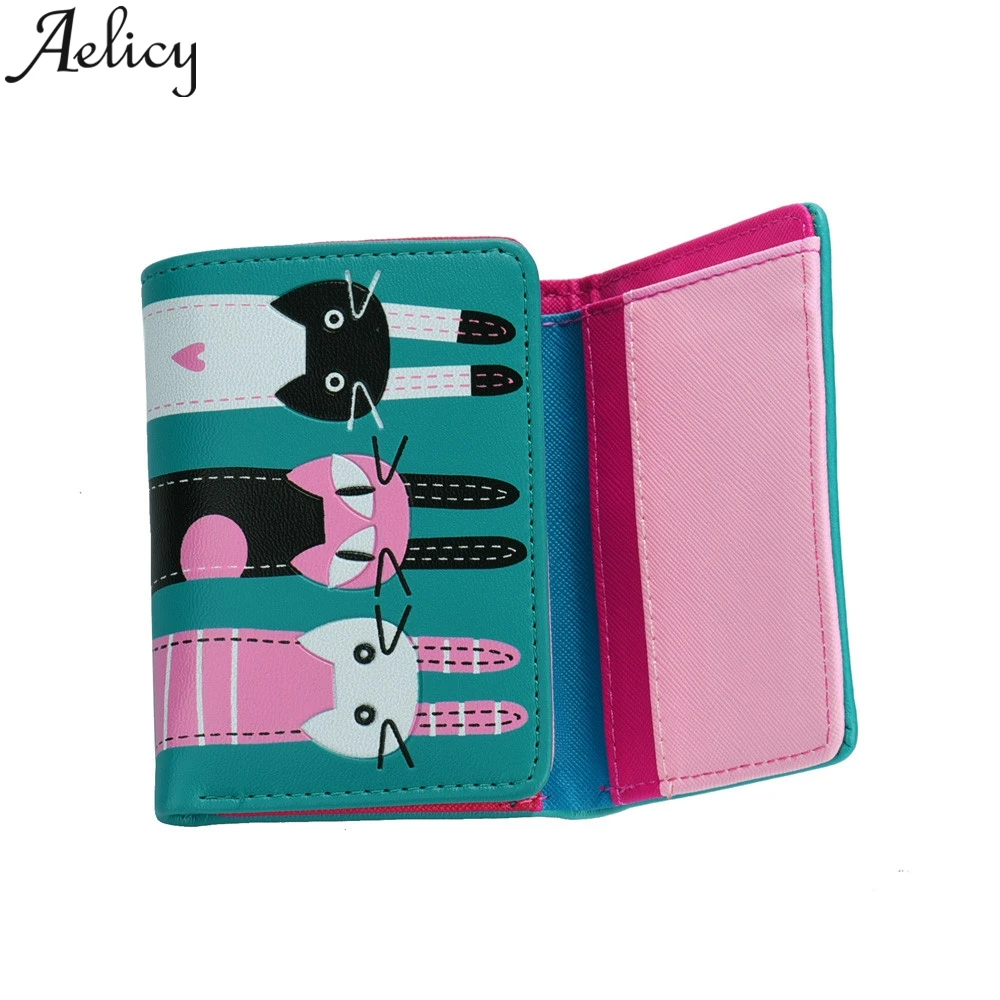 Aelicy Cartoon Cat Travel Passport Bag Multi Credit Id Card Holder Leather Women Wallets With Coin Pocket Lady Handbag Bags | Багаж и