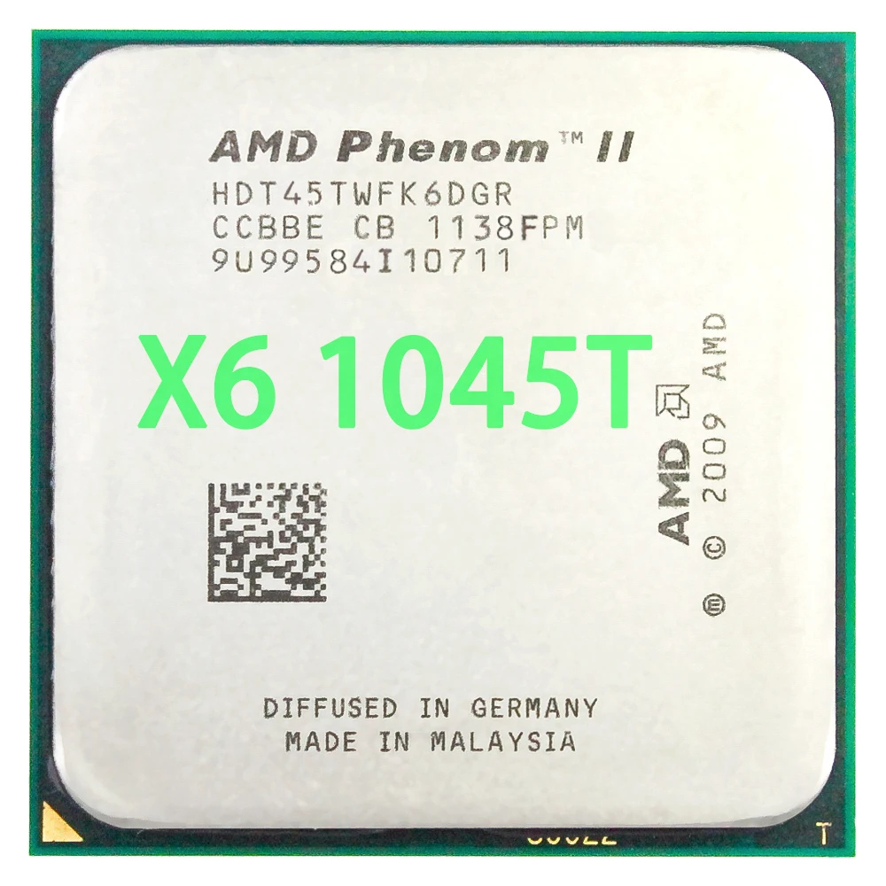 AMD Phenom II X6 1045T CPU Processor Six-Core 2.7Ghz/ 6M /95W Socket AM3 AM2+ 938 pin
AMD Phenom II X6 1045T CPU Processor Six-Core 2.7Ghz/ 6M /95W Socket AM3 AM2+ 938 pin