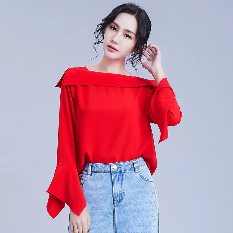 Blouse Shirt New Chic 2019 Korean Fashion Woman Clothing Asymmetric Bell Sleeve Womens Tops And Blouses Unique DD2135
Blouse Shirt New Chic 2019 Korean Fashion Woman Clothing Asymmetric Bell Sleeve Womens Tops And Blouses Unique DD2135