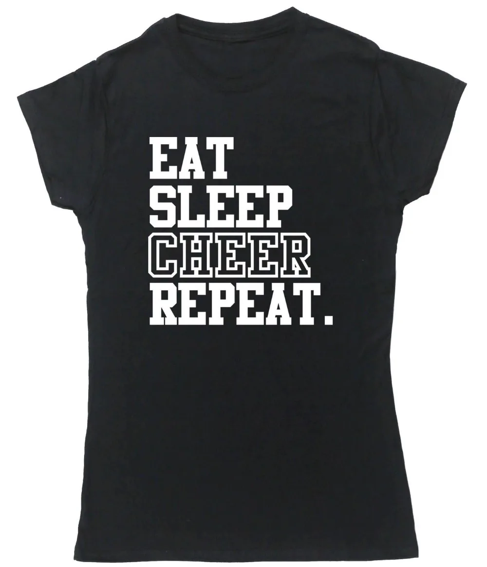 Женские топы футболка для чирлидинга с надписью "Eat Sleep Cheer" женские футболки