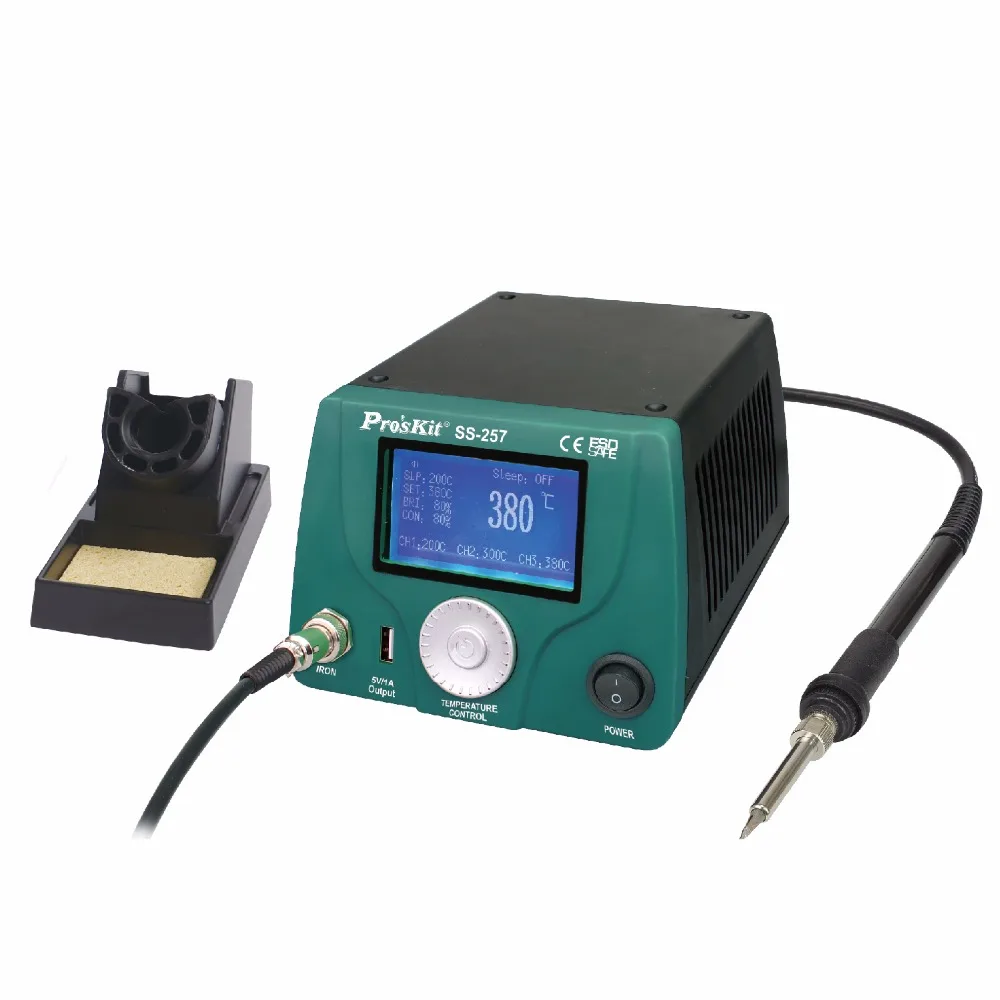 SS-257H Pro'sKit LCD Digital Intelligent Temperature Control Soldering Station Anti-Static LeadFree Maintenance Electric Welding
SS-257H Pro'sKit LCD Digital Intelligent Temperature Control Soldering Station Anti-Static LeadFree Maintenance Electric Welding