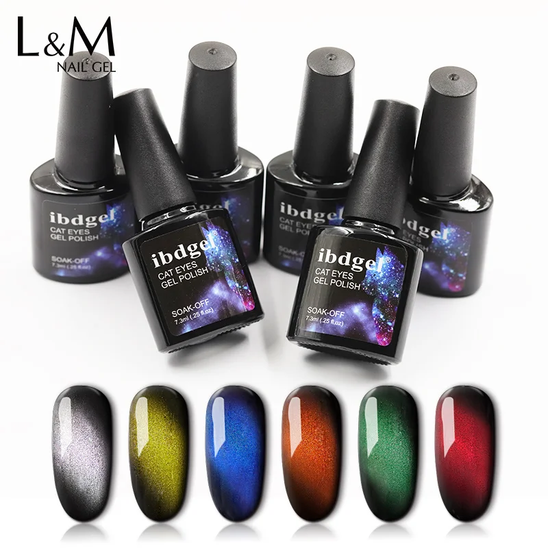 

3 pcs/lot ibdgel 7.3ml polish soak off 6 color Gem Cat eye uv nail gel extension Manicure poligel Varnish for manicure