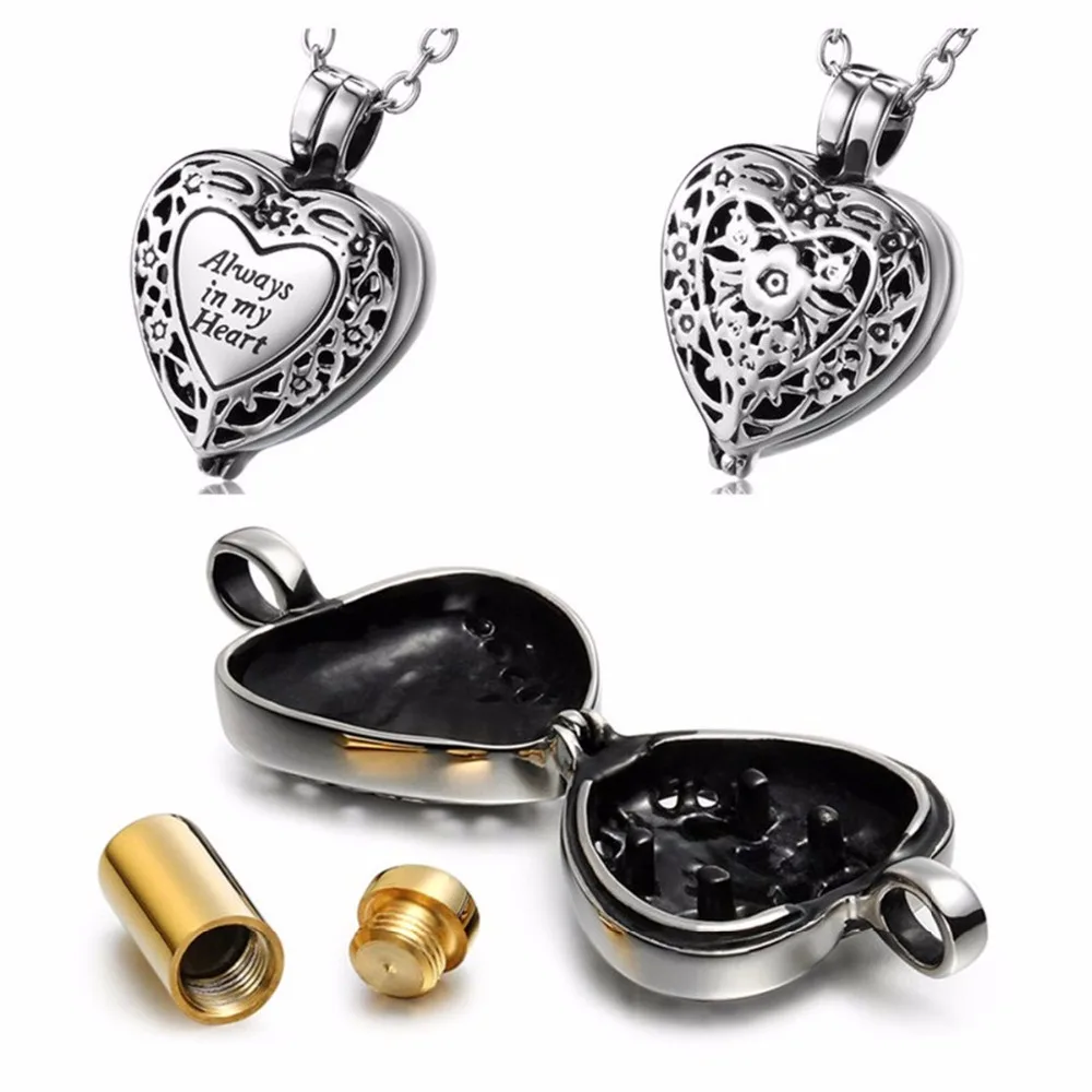 Always in my heart memorial urn locket cremation Necklace urn pendant vintage flower design ashes jewelry
Always in my heart memorial urn locket cremation Necklace urn pendant vintage flower design ashes jewelry