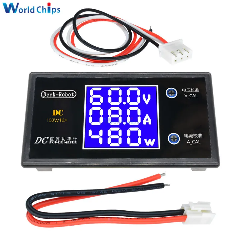 DC 0 100V 10A 1000W ЖК дисплей Цифровой вольтметр амперметр ваттметр Напряжение ток