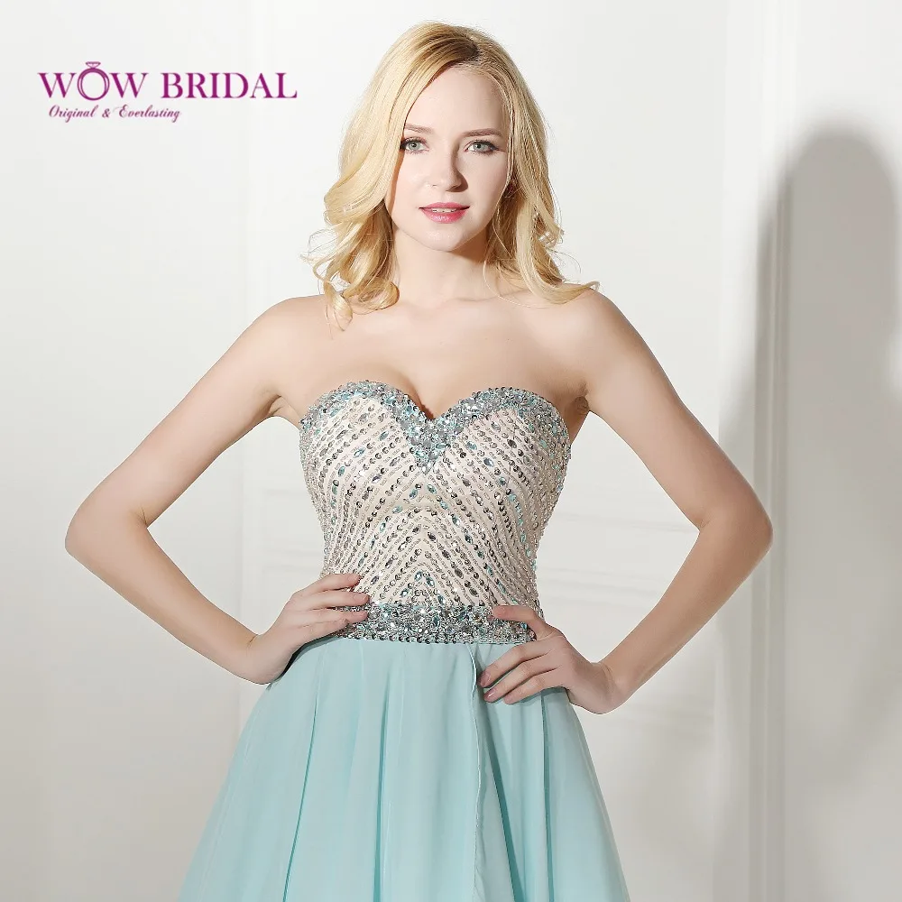 Wowbridal/розовые и зеленые короткие платья для выпускного вечера 2016 шифоновое с