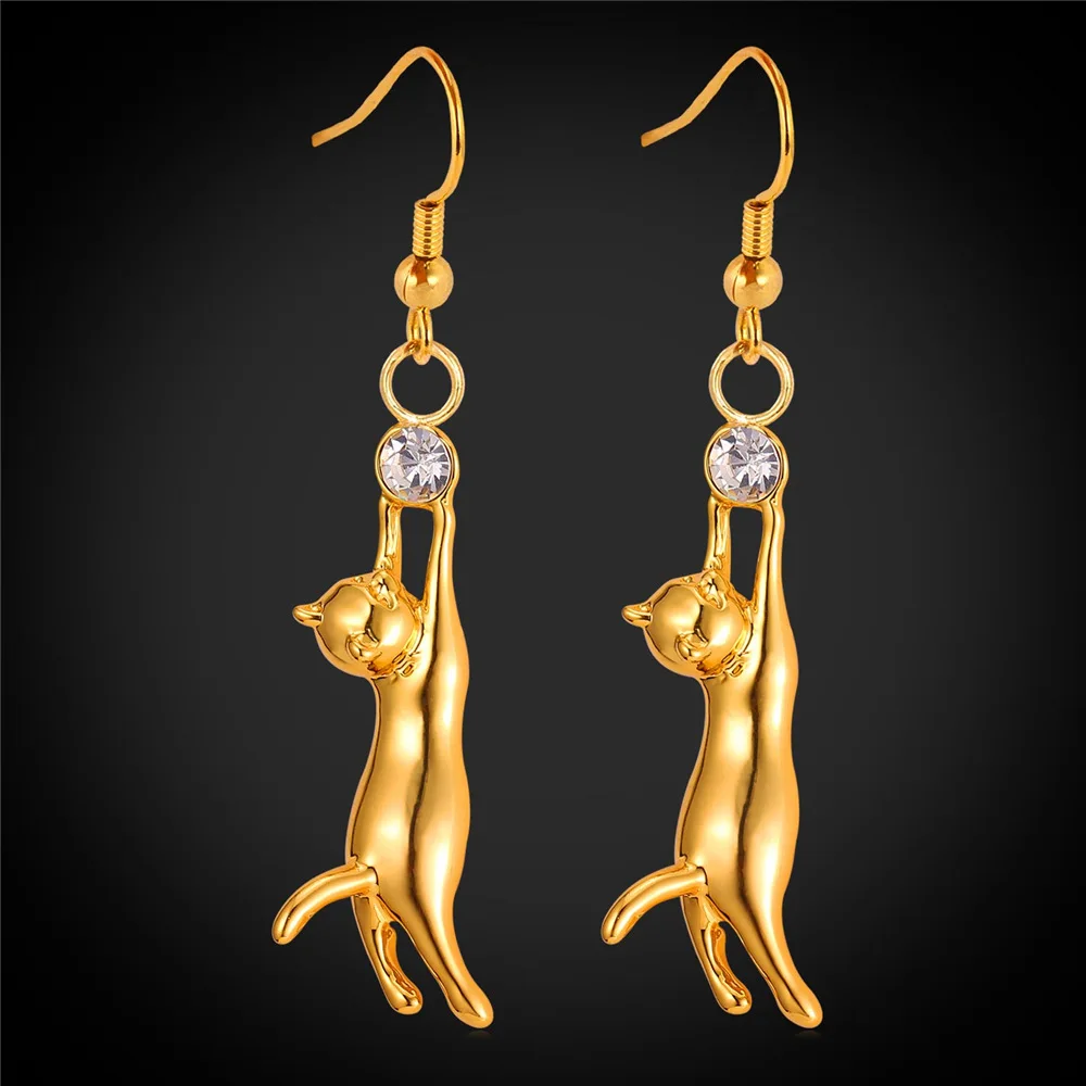 Kpop Lovely Cat Earrings For Women Fashion Animal Jewelry Austrian Rhinestone Gold/Silver Color Drop Earrings E009
Kpop Lovely Cat Earrings For Women Fashion Animal Jewelry Austrian Rhinestone Gold/Silver Color Drop Earrings E009