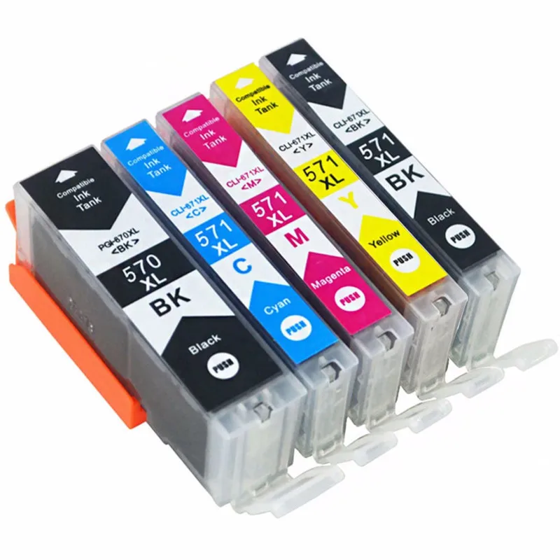 5PK черный цвет струйных картриджей PGI 570 CLI571 совместимый для Canon Pixma MG5750 MG5751 MG5752 MG5753