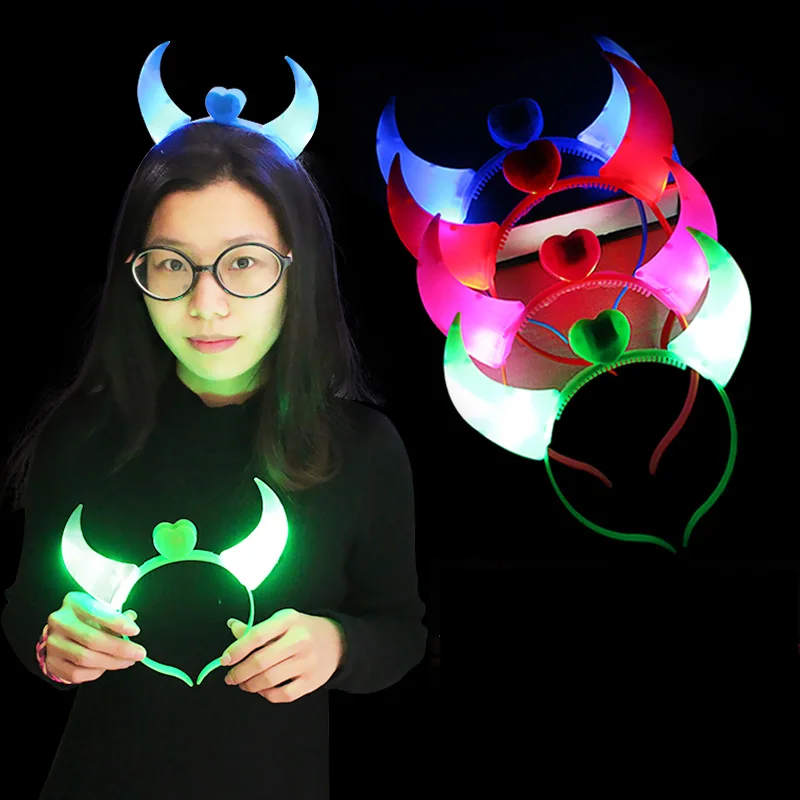 Фото Head Band Devil Horns Party Dance holiday light Luminous night Light Child Adult Headband | Stage Lighting Effect