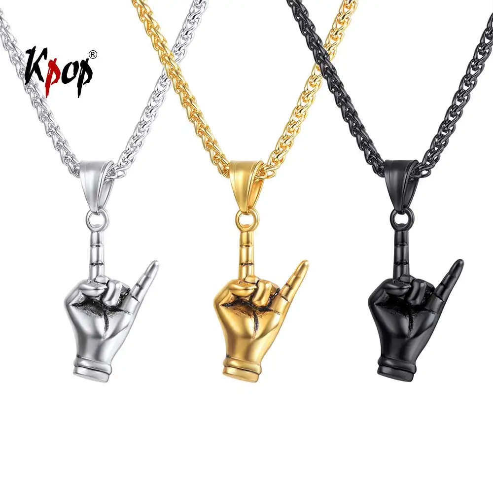 Kpop Devil Horn Necklace Rock Punk Music Unisex Jewelry Stainless Steel Gold Color Hand Necklace for Men Women P3235
Kpop Devil Horn Necklace Rock Punk Music Unisex Jewelry Stainless Steel Gold Color Hand Necklace for Men Women P3235
