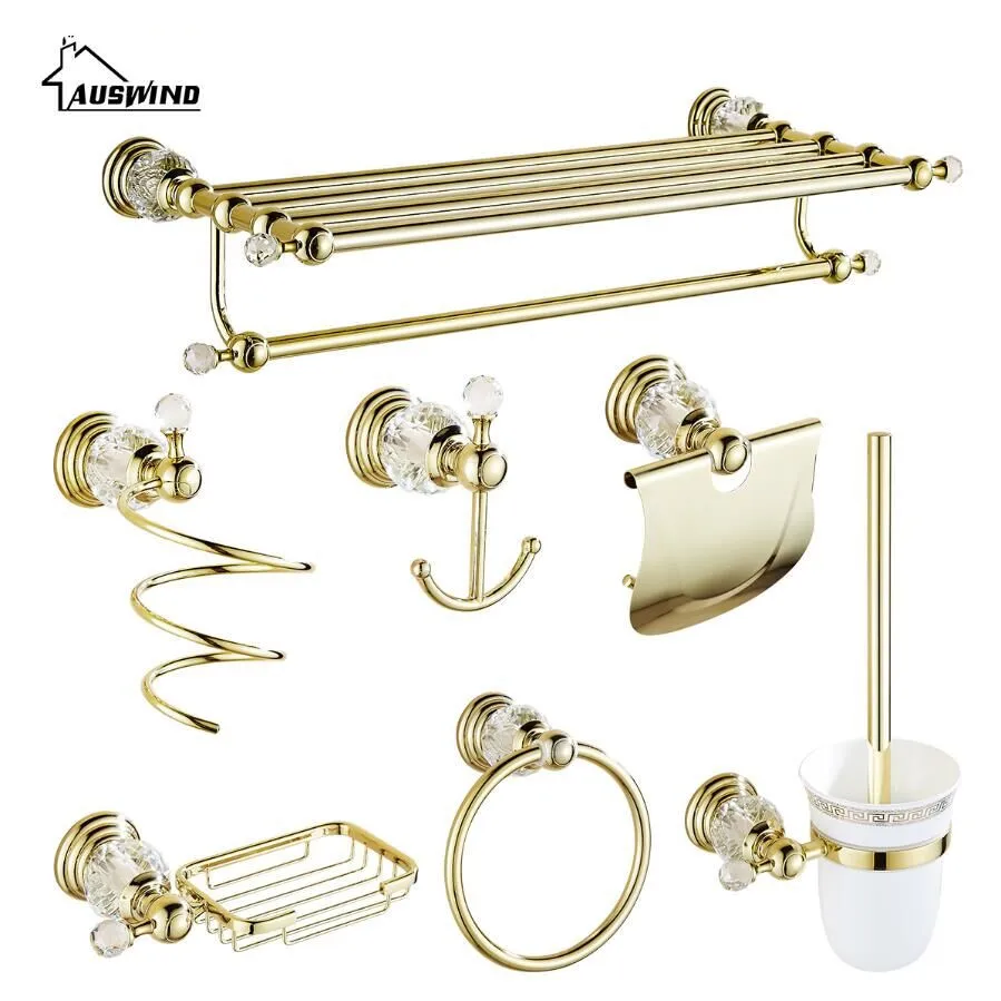 Antique Gold Brass Polished Bathroom Hardware Set Crystal Bathroom Accessories set Er1 Wall Mounted Bathroom Products Set
Antique Gold Brass Polished Bathroom Hardware Set Crystal Bathroom Accessories set Er1 Wall Mounted Bathroom Products Set