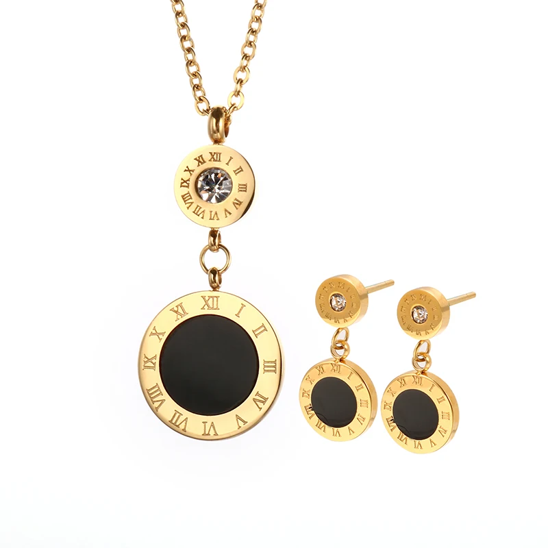JOVO Fashion Double Round Shape Necklace & Earrings Jewelry Set Gold Color Roman Numeral Design Steel Jewelry Set for Women
JOVO Fashion Double Round Shape Necklace & Earrings Jewelry Set Gold Color Roman Numeral Design Steel Jewelry Set for Women