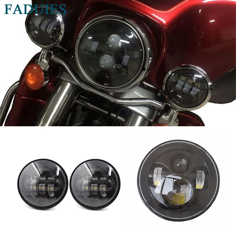 FADUIES Black 7" LED Headlight + 2pcs Black 4.5" Fog Lights Passing Lamps for Motorcycle
FADUIES Black 7" LED Headlight + 2pcs Black 4.5" Fog Lights Passing Lamps for Motorcycle