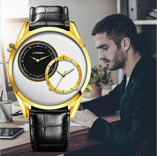 SINOBI Men Fashion Gold Wrist Watch Luxury Brand Leather Strap Male Double Quartz Clock Business Watches Hour Relogio Masculino
SINOBI Men Fashion Gold Wrist Watch Luxury Brand Leather Strap Male Double Quartz Clock Business Watches Hour Relogio Masculino