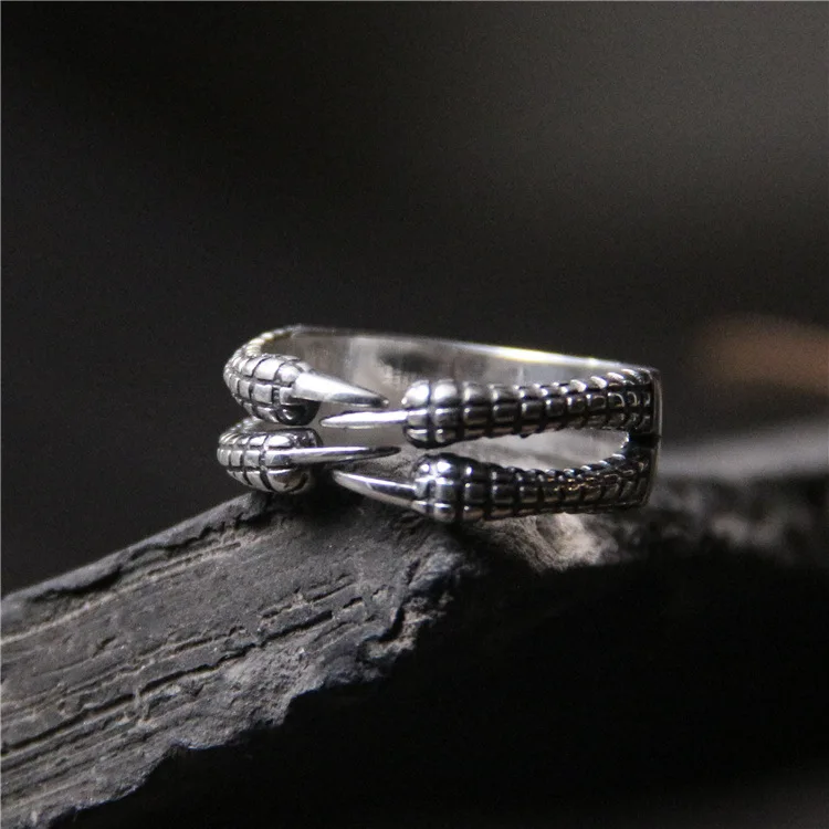 

S925 Стерлинговое Серебро, коготь дракона, индивидуальное властное кольцо, тайское серебро, ретро кольцо, мужское Открытое кольцо