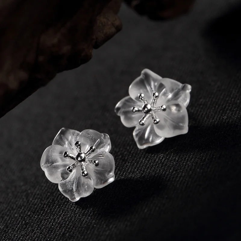 Joseph Mola 925 стерлингового серебра Романтический белый цветок сливы из кристаллов