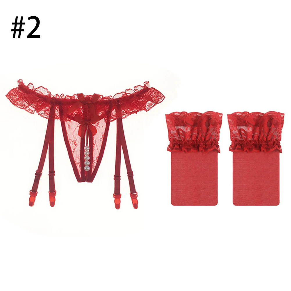 Women Faux Pearl Open Crotch Bow Lace Garter G-string Underwear with Stockings new
Women Faux Pearl Open Crotch Bow Lace Garter G-string Underwear with Stockings new