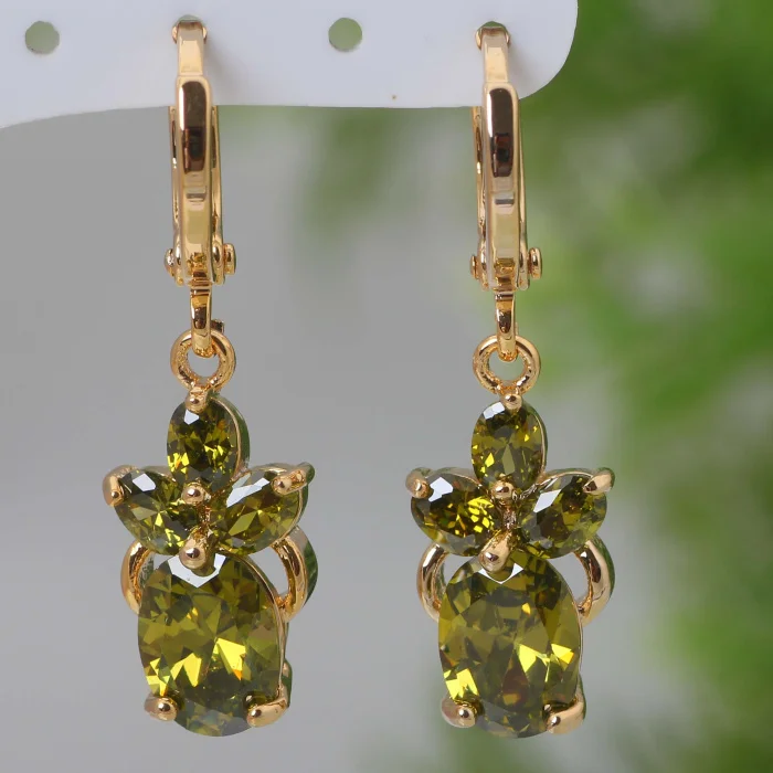 Pendientes Top Quality gold green Zircon earrings fashion jewelry Free shipping AE149
Pendientes Top Quality gold green Zircon earrings fashion jewelry Free shipping AE149