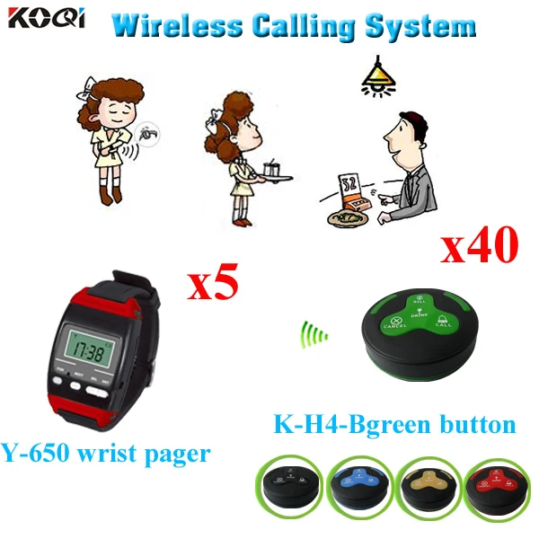 Restaurant Call System 5pcs Y-650 Wrist Watch Pager And 30pcs K-H4BG Call Button DHL free shipping
Restaurant Call System 5pcs Y-650 Wrist Watch Pager And 30pcs K-H4BG Call Button DHL free shipping