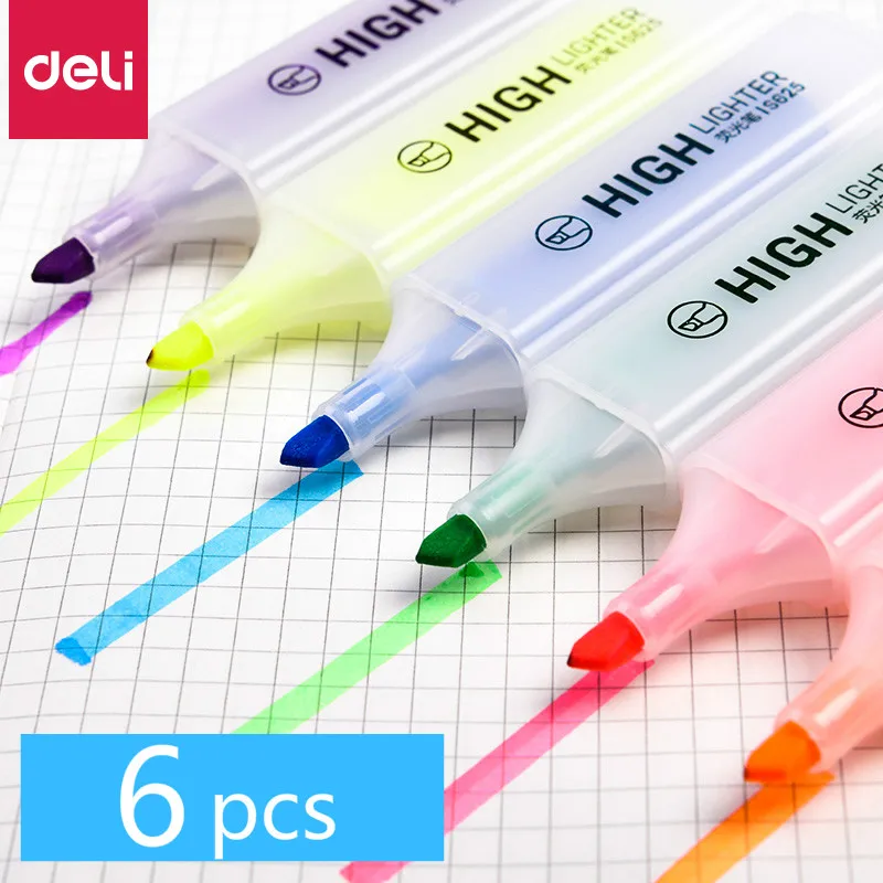 Deli 6pcs Highlighters for Marking Large Capacity Marker Pen Students Stationery Accessories Colorful Marker Pen School Supplies
Deli 6pcs Highlighters for Marking Large Capacity Marker Pen Students Stationery Accessories Colorful Marker Pen School Supplies