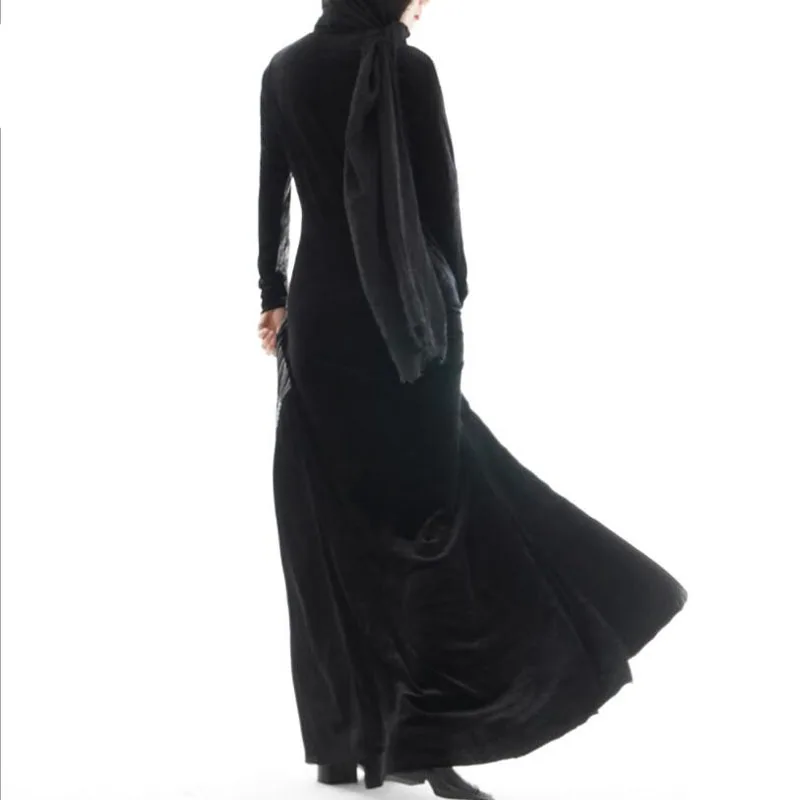 Арабское мусульманское платье Abaya Модное Длинное Платье с принтом Золотая