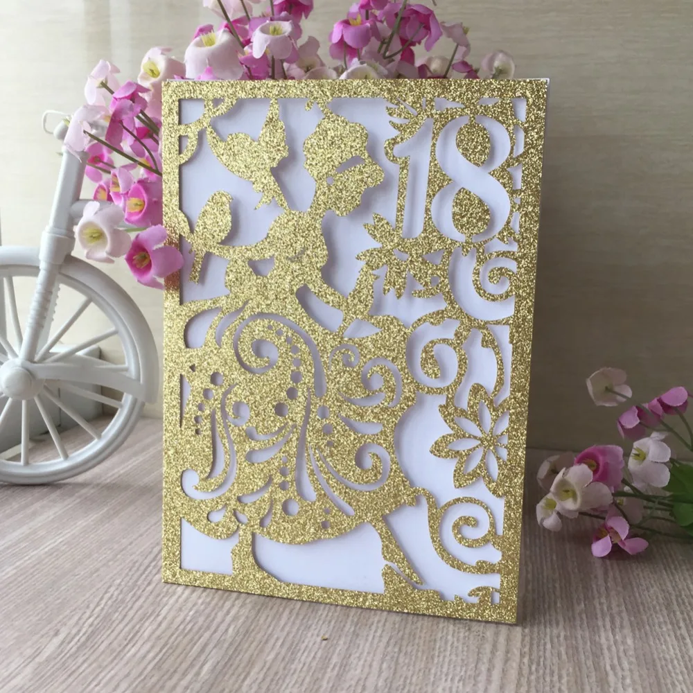 50pcs Laser Cut Glitter paper Pink Silver Rose Gold Wedding Party Invitation Card 18th Girl Birthday Blessing Paper card
50pcs Laser Cut Glitter paper Pink Silver Rose Gold Wedding Party Invitation Card 18th Girl Birthday Blessing Paper card
