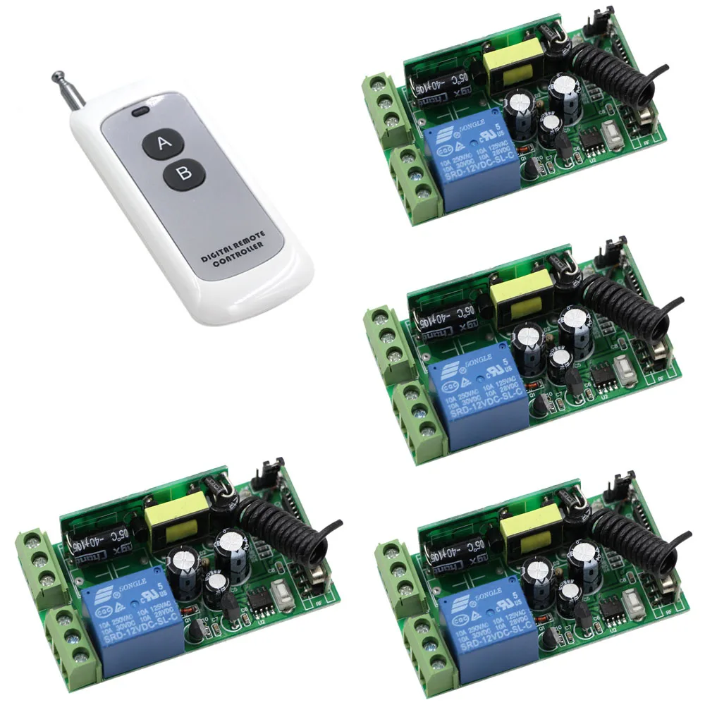 AC 85V 220V 250V 1CH 10A RF Радио дистанционное управление переключатель широкое реле напряжения 4 шт приемники и 1 шт передатчик для умного дома
AC 85V 220V 250V 1CH 10A RF Радио дистанционное управление переключатель широкое реле напряжения 4 шт приемники и 1 шт передатчик для умного дома
