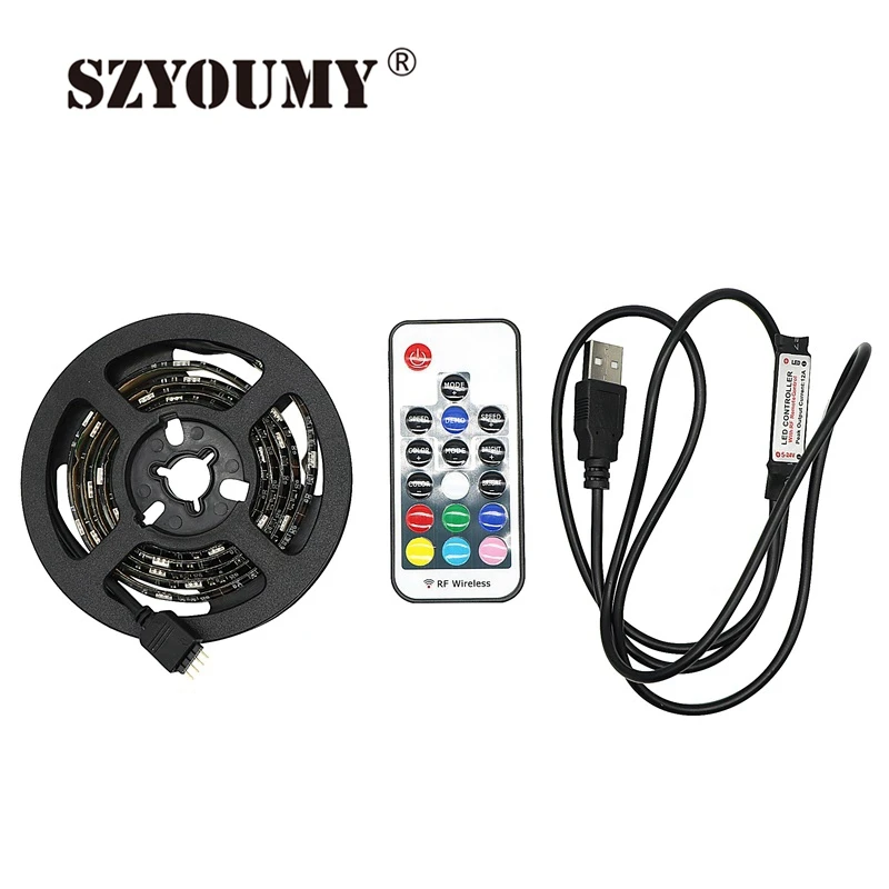 SZYOUMY USB LED Strip 5050 RGB TV Background Lighting Kit Cuttable with 17Key RF Controller 30 Sets
SZYOUMY USB LED Strip 5050 RGB TV Background Lighting Kit Cuttable with 17Key RF Controller 30 Sets