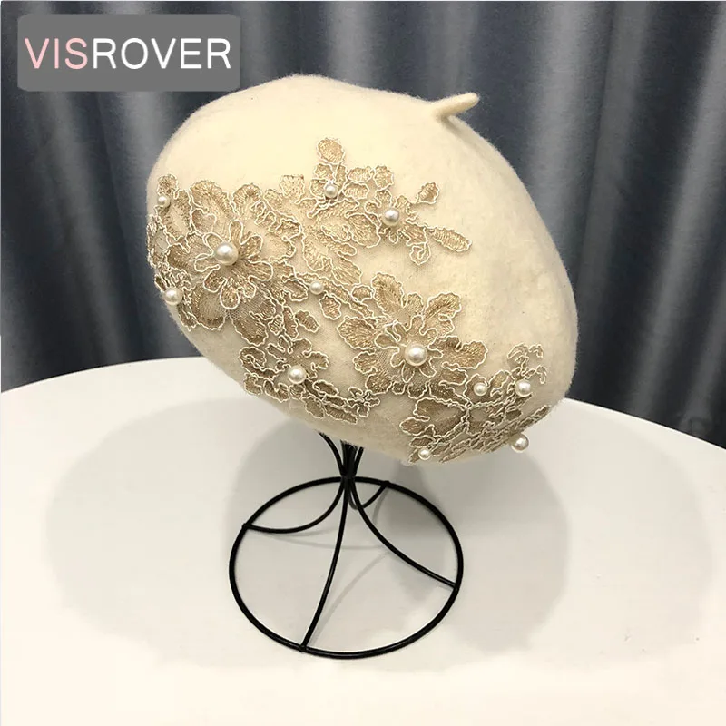 VISROVER winter wool beret with lace and pearls female wool cap winter autumn spring hat solid color top quality Women Boina
VISROVER winter wool beret with lace and pearls female wool cap winter autumn spring hat solid color top quality Women Boina