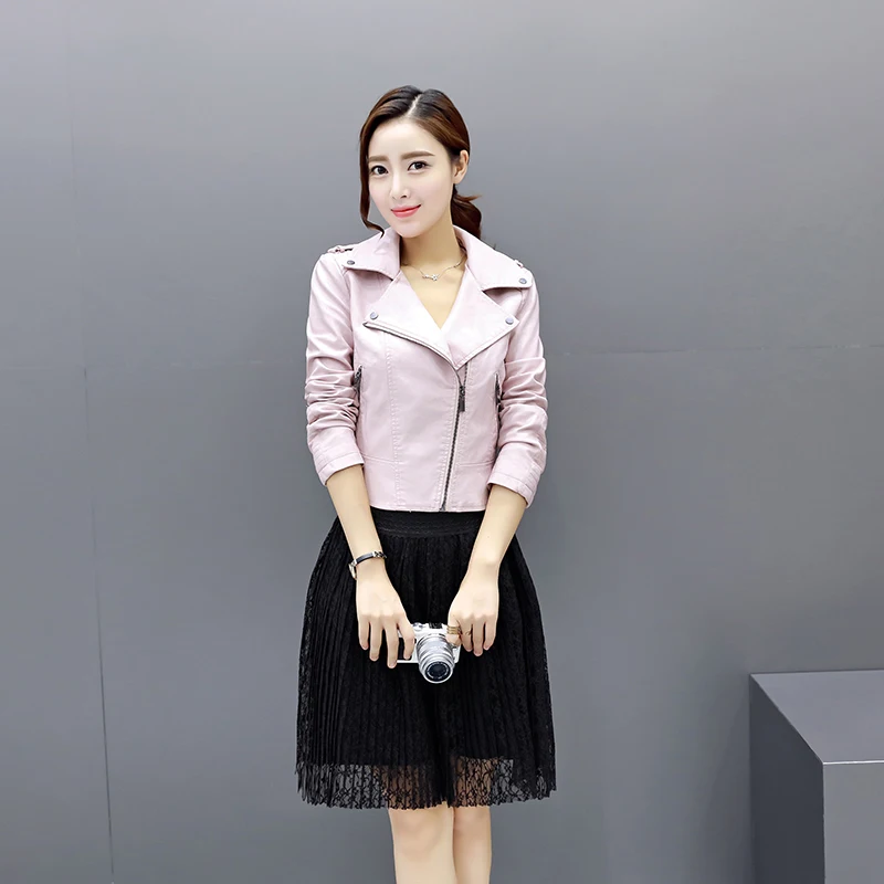 JUANTALK Spring Black Pink Fashion Slim Faux Leather Jackets Short Motorcycle PU Jacket All-match Coat
JUANTALK Spring Black Pink Fashion Slim Faux Leather Jackets Short Motorcycle PU Jacket All-match Coat