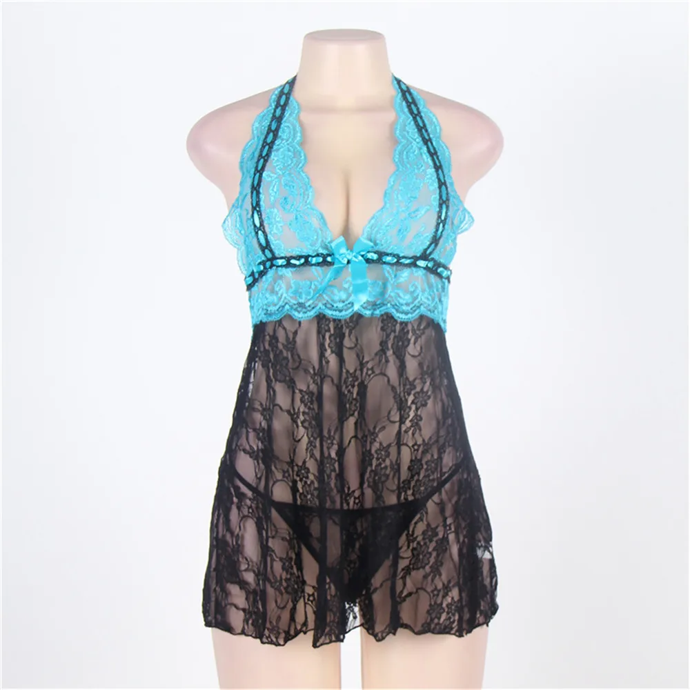 Lace halter Splicing Color collision V collar Pajamas porno sexy lingerie plus size lenceria babydoll vestido transparente dress
Lace halter Splicing Color collision V collar Pajamas porno sexy lingerie plus size lenceria babydoll vestido transparente dress