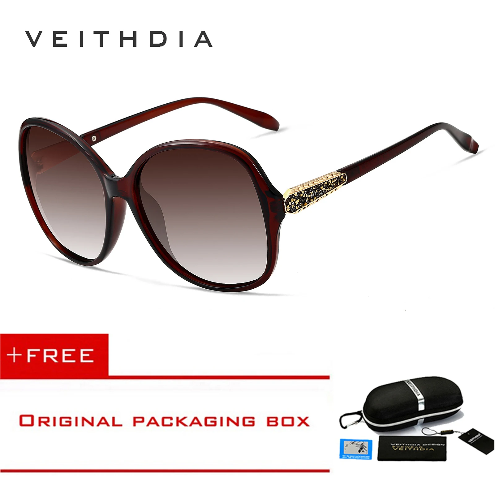

VEITHDIA 2019 Fashion Diamond Women Colour Luxury Oversized Sunglasses Elegant oculos de sol Sun glasses shades for women UV400