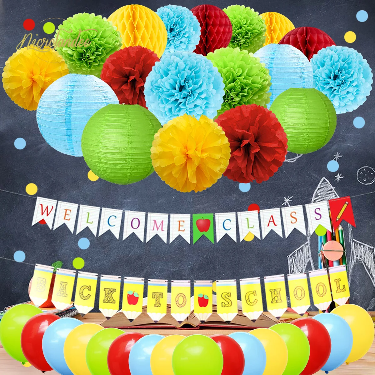 NICROLANDEE 37 pcs/set Back To School Party Kit Welcome Class Paper Lanterns Flowers Decoration DIY Party Home
NICROLANDEE 37 pcs/set Back To School Party Kit Welcome Class Paper Lanterns Flowers Decoration DIY Party Home