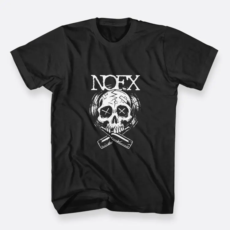NOFX Рок Череп Панк Черная футболка Размер S 3XL Мужская хлопковая футболки на заказ