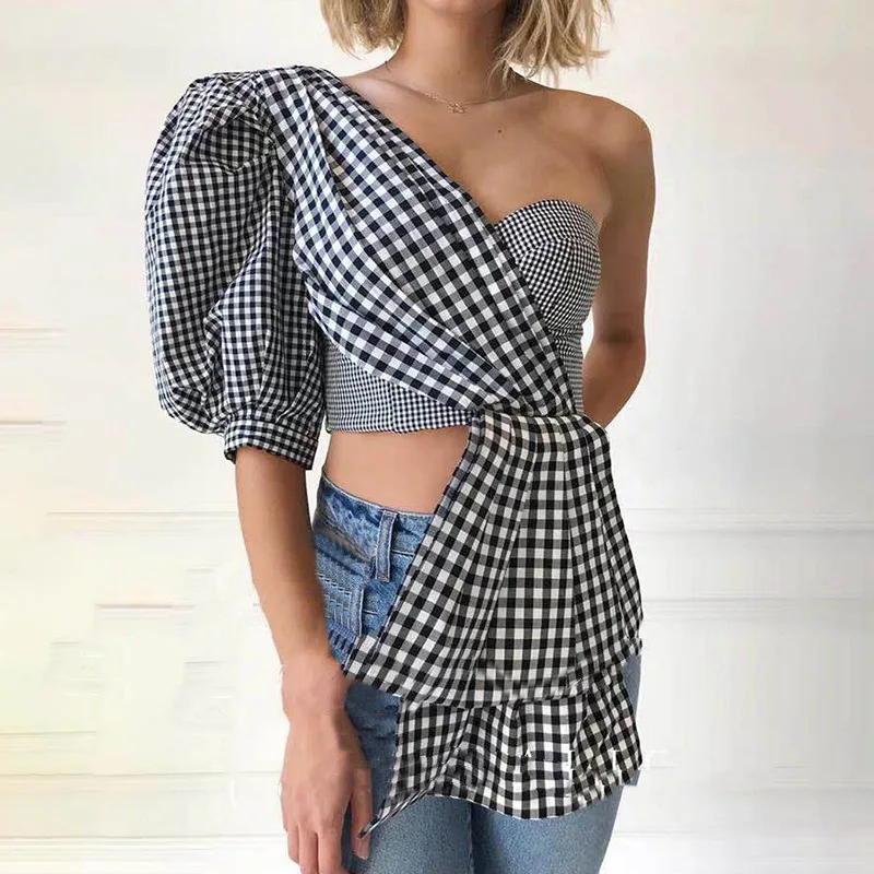 2019 Fashion Tide Off Shoulder Sexy Plaid Shirt For Women Puff Half Sleeve Irregular Crop Tops Female
2019 Fashion Tide Off Shoulder Sexy Plaid Shirt For Women Puff Half Sleeve Irregular Crop Tops Female