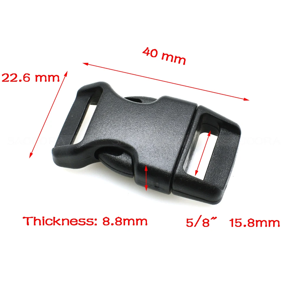 100pcs/pack 5/8''(16mm) Contoured Side Release Buckles For Paracord Survival Bracelets/Dog Collar Black
100pcs/pack 5/8''(16mm) Contoured Side Release Buckles For Paracord Survival Bracelets/Dog Collar Black