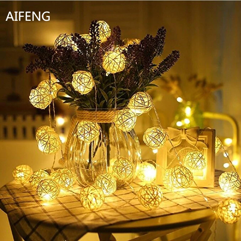AIFENG 10M/ 5M/ 2.5M /1.2M Led rattan Ball String Light led fairy lights For Party Christmas Wedding Decoration LED Garland
AIFENG 10M/ 5M/ 2.5M /1.2M Led rattan Ball String Light led fairy lights For Party Christmas Wedding Decoration LED Garland