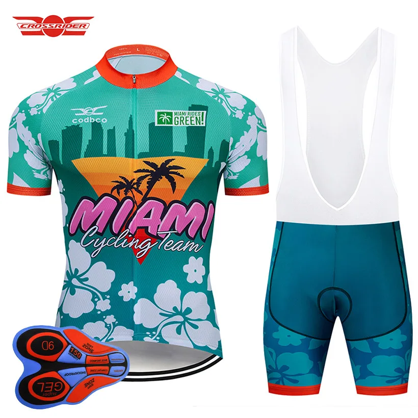 

Crossrider 2022 MIAMI Cycling Jersey MTB uniform bike Clothing Mens Short Set Ropa Ciclismo Bicycle Wear Clothes Maillot Culotte