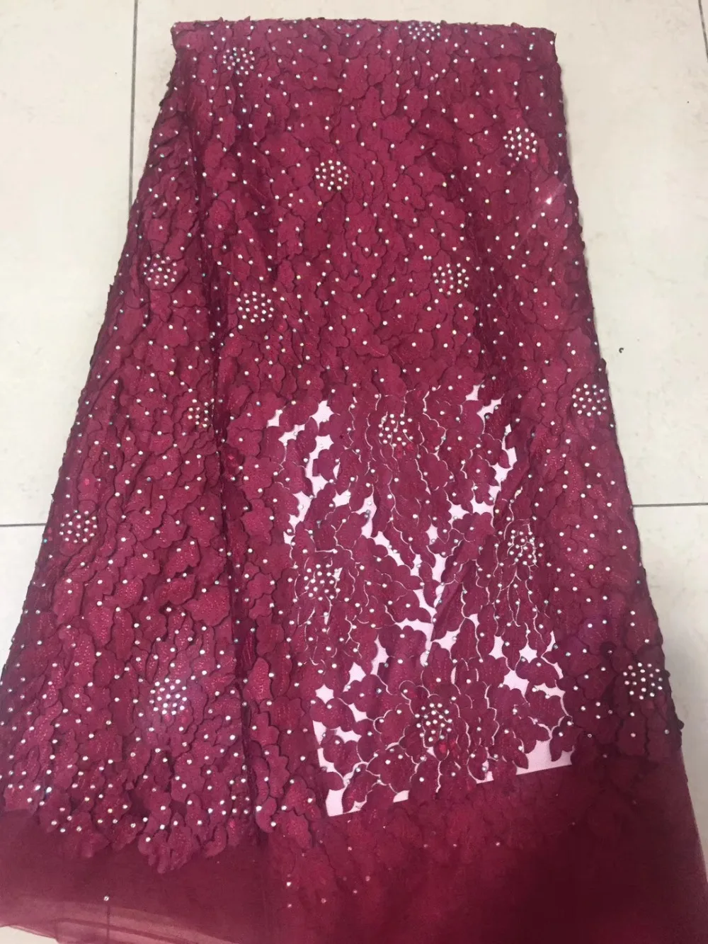 Wine Red Nigerian French Lace Fabrics 2018 African Tulle Lace Fabric High Quality Stones African Lace Wedding Fabric For Dress
Wine Red Nigerian French Lace Fabrics 2018 African Tulle Lace Fabric High Quality Stones African Lace Wedding Fabric For Dress