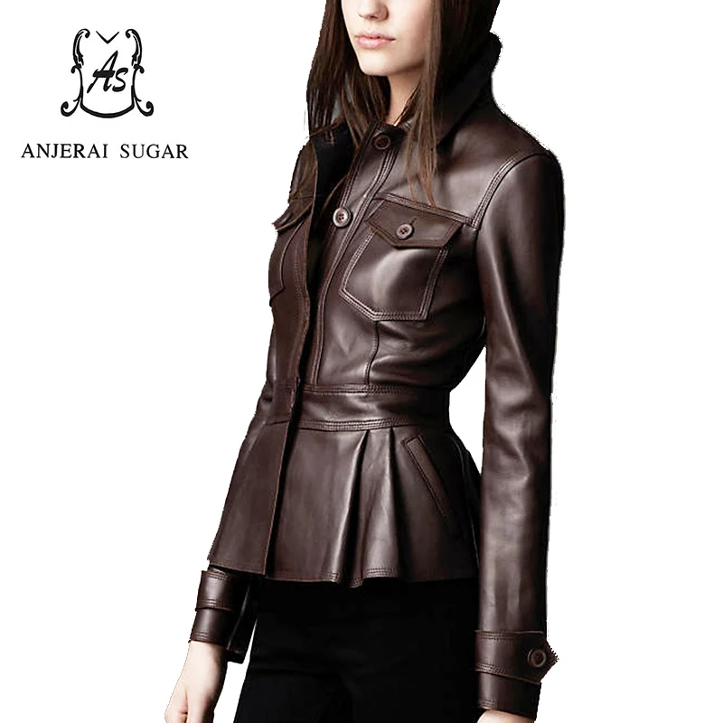 2018 Spring women leather jacket coat Black sheepskin genuine leather motorcycle cloth female sexy OL Slim Button Pleated Jacket
2018 Spring women leather jacket coat Black sheepskin genuine leather motorcycle cloth female sexy OL Slim Button Pleated Jacket