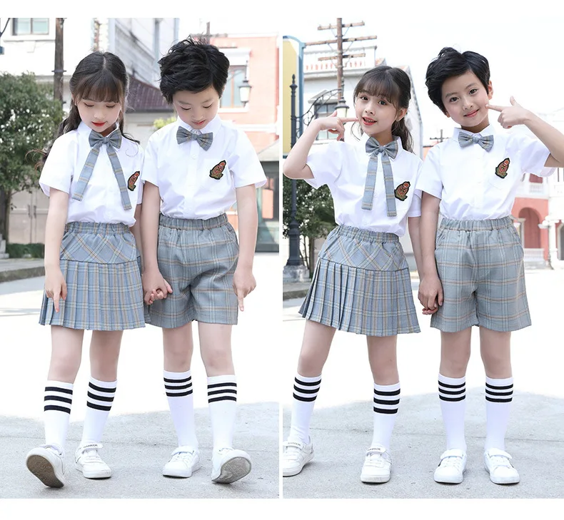 Children's wear children's shirts British school uniforms set summer new kindergartens clothing primary and secondary school cla