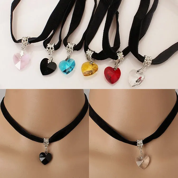 Retro Europe And The United States Top Quality Heart - Shaped Crystal Pendant Lace Black Peach Necklace Jewelry Wholesale 2020
Retro Europe And The United States Top Quality Heart - Shaped Crystal Pendant Lace Black Peach Necklace Jewelry Wholesale 2020
