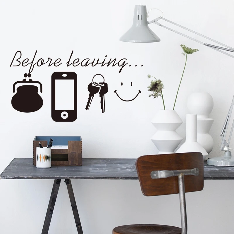 Before Leaving Reminder Wallet Phone Key English Quotes Wall Stickers Home Decor Living Room Door Vinyl Wall Decals Daily Poster
Before Leaving Reminder Wallet Phone Key English Quotes Wall Stickers Home Decor Living Room Door Vinyl Wall Decals Daily Poster