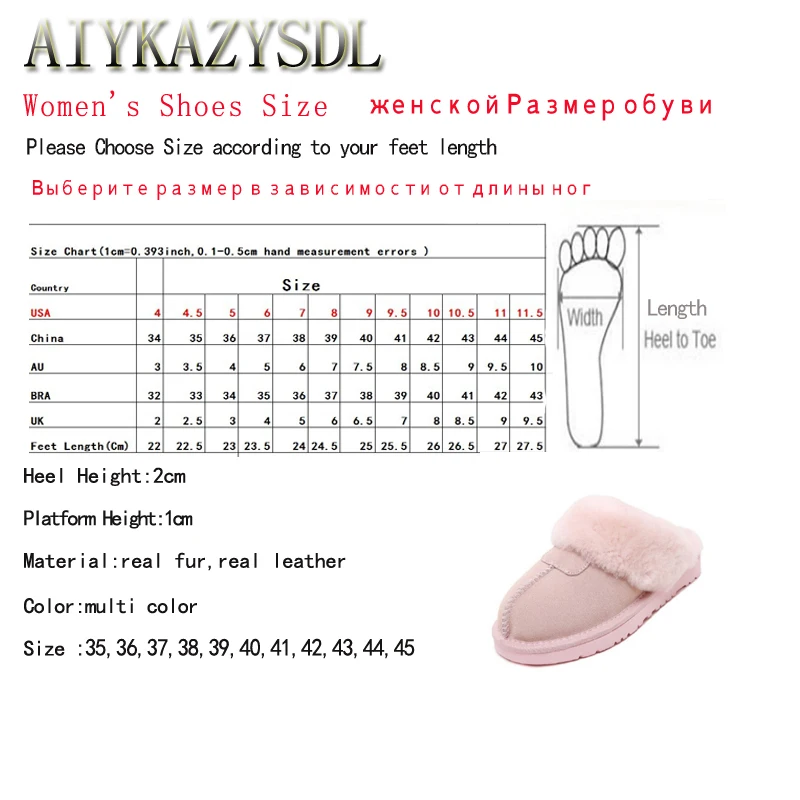 AIYKAZYSDL мужские и женские зимние теплые тапки из натуральной овечьей кожи с