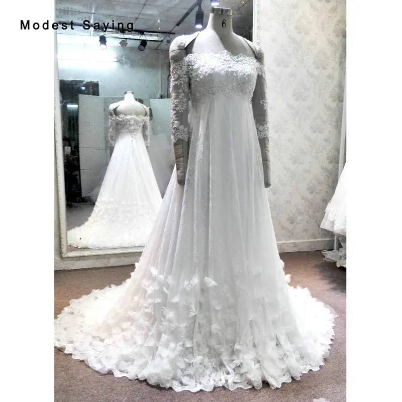 New Arrival Empire Lace Wedding Dresses 2018 with 3/4 Sleeves Ivory Beaded Pregnant Bridal Gowns Boat Neck vestidos de noiva
New Arrival Empire Lace Wedding Dresses 2018 with 3/4 Sleeves Ivory Beaded Pregnant Bridal Gowns Boat Neck vestidos de noiva