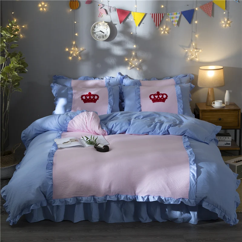 Washed Cotton Soft Bedclothes Princess style Bedding Set King Queen Twin Size Girls Bed skirt Duvet cover set Pillowcases
Washed Cotton Soft Bedclothes Princess style Bedding Set King Queen Twin Size Girls Bed skirt Duvet cover set Pillowcases