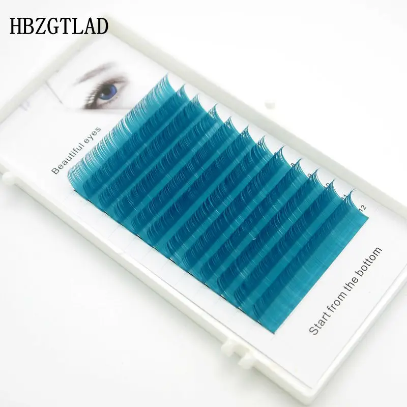 

HBZGTLAD New C/D curl 0.07/0.1mm 8/15mm false lashes blue color eyelash individual colored lashes Faux volume eyelash extensions